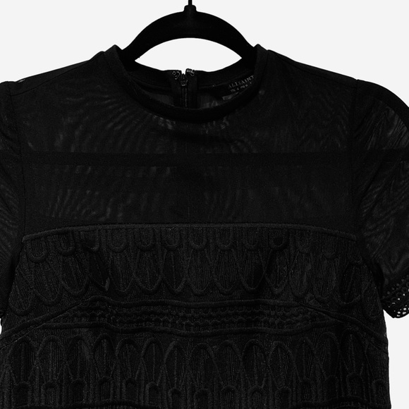 ALL SAINTS CHARLTON  MESH MINI DRESS IN BLACK - Picture 8 of 16